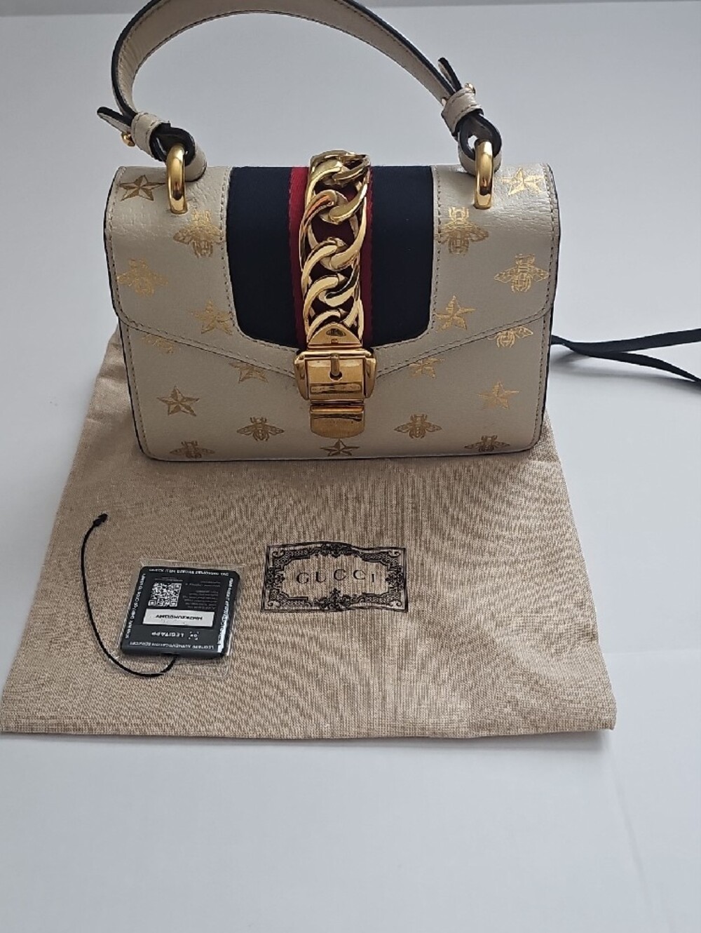 Gucci Mini Bag in Beige with Light Blue Lining